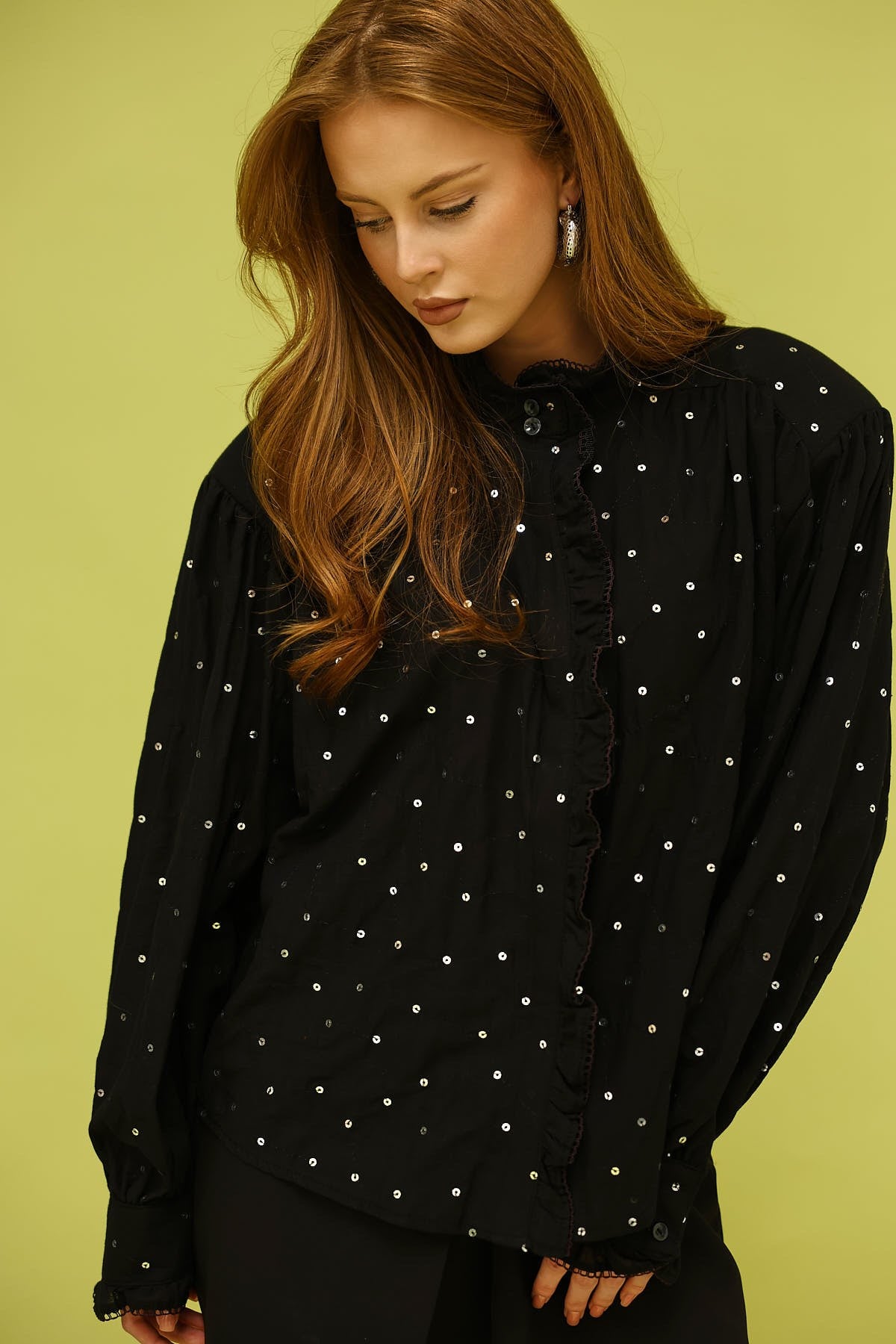 NAKIŞLI GÖMLEK - Siyah