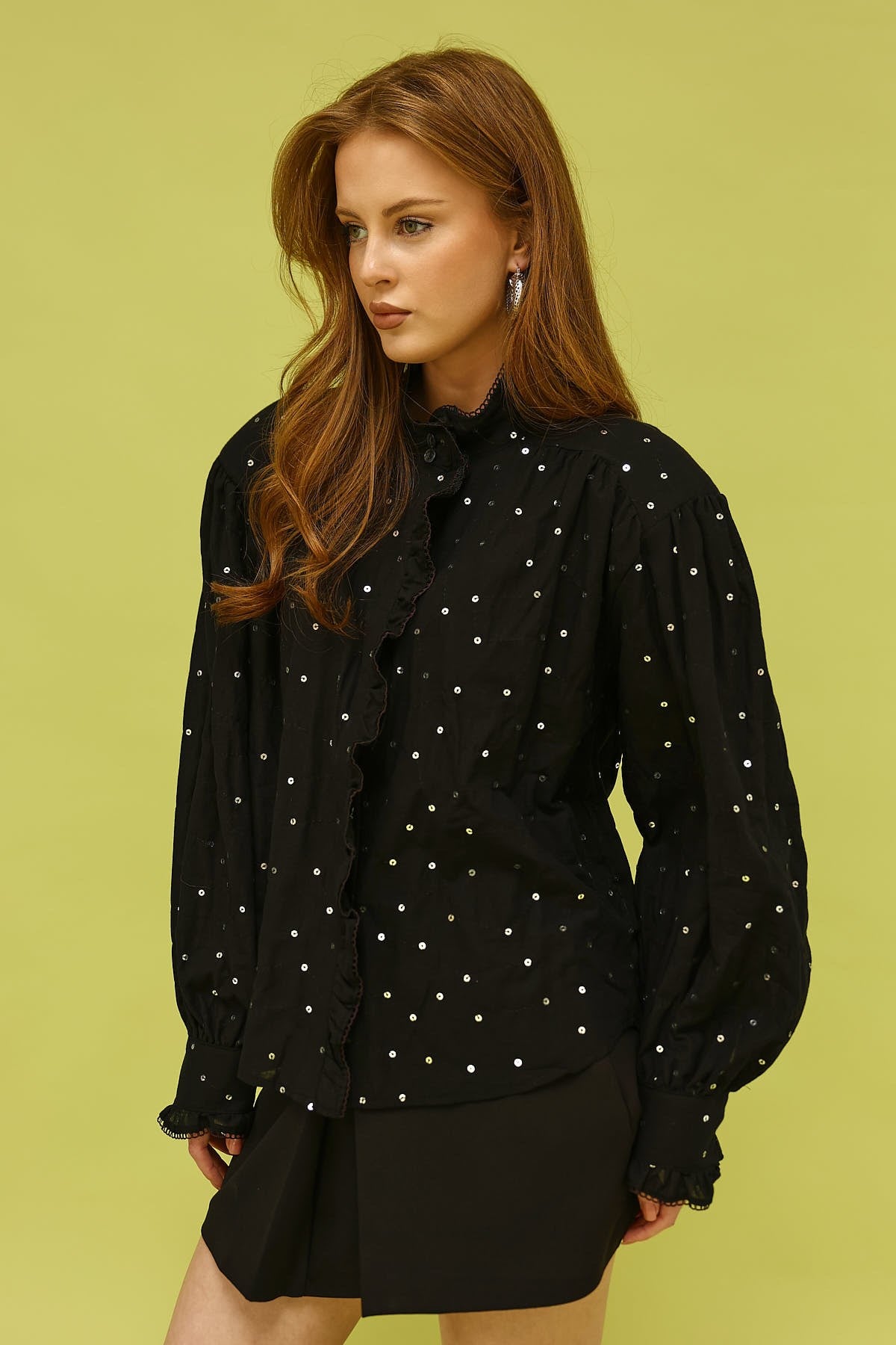 NAKIŞLI GÖMLEK - Siyah