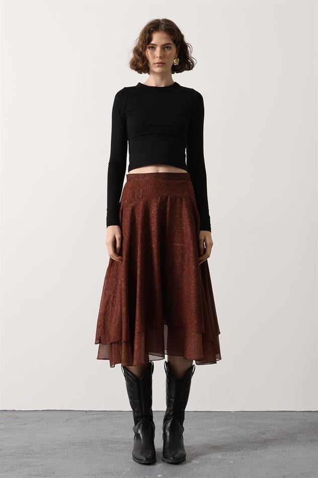 ASİMETRİK ETEK - Bordo