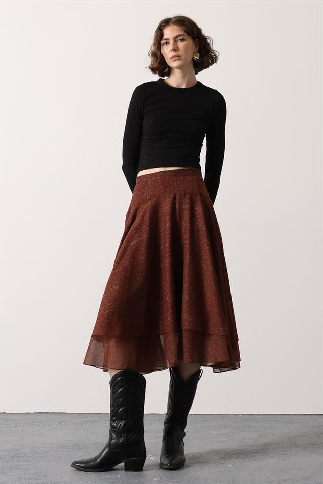 ASİMETRİK ETEK - Bordo