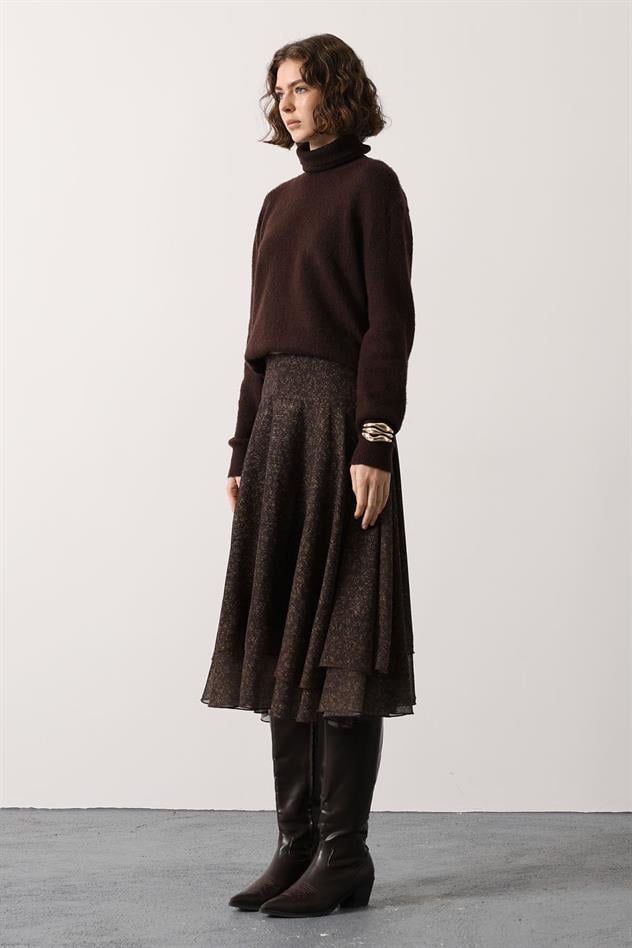 ASİMETRİK ETEK - Kahve