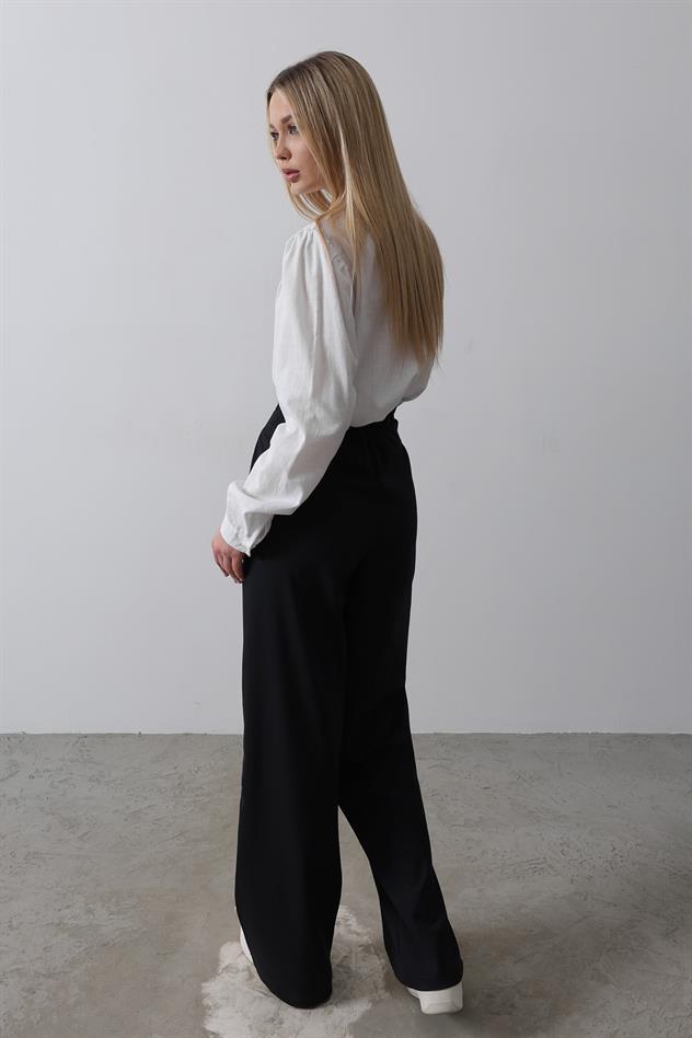 Beli Yarım Lastikli Palazzo Pantolon - Lacivert