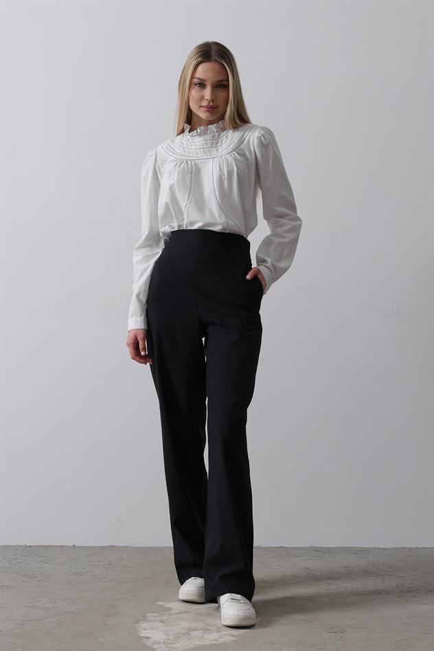 Beli Yarım Lastikli Palazzo Pantolon - Lacivert