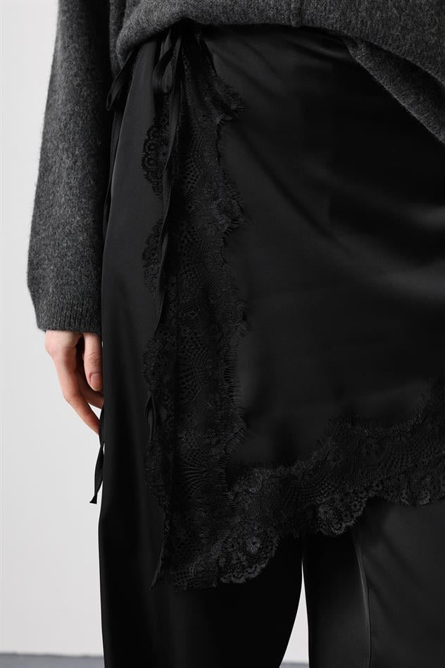 DANTEL KEMER DETAYLI PANTOLON - Siyah