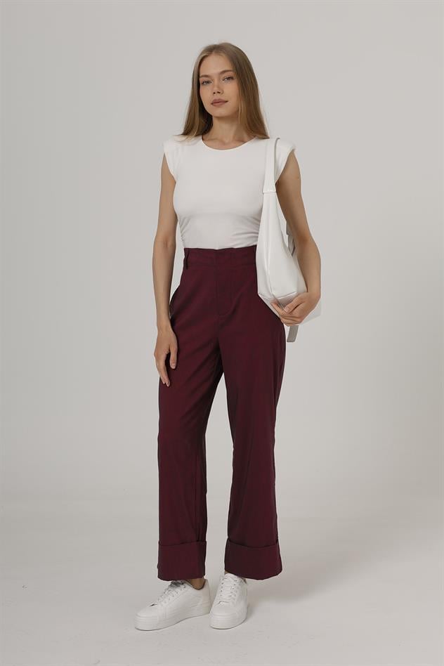 Duble Paça Pantolon - Bordo