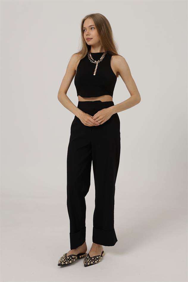 Duble Paça Pantolon - Siyah