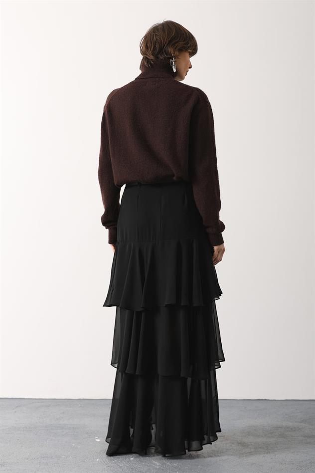 FIRFIR ŞİFON ETEK - Siyah