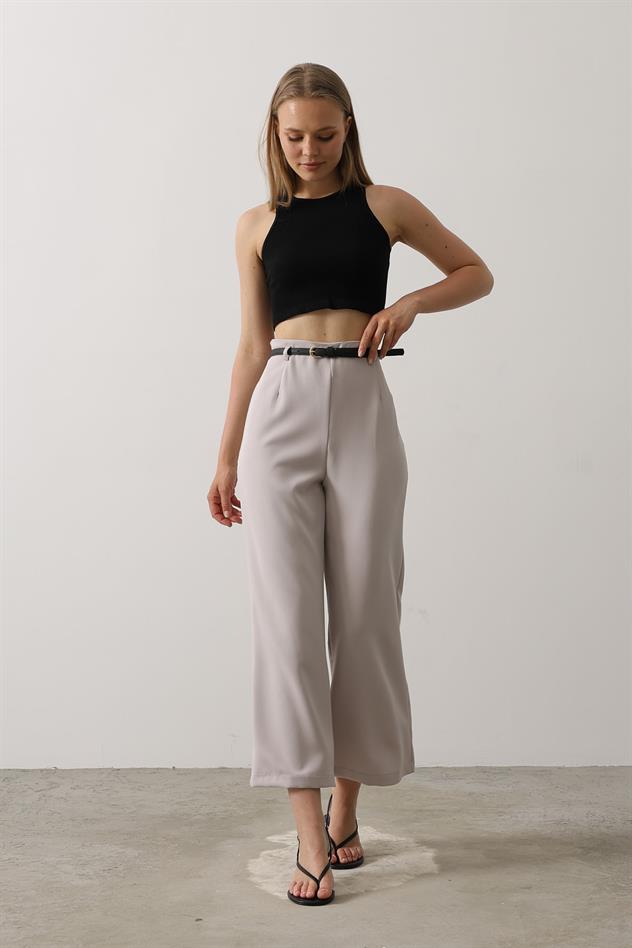 Kemer Pens Detaylı Pantolon - Gri
