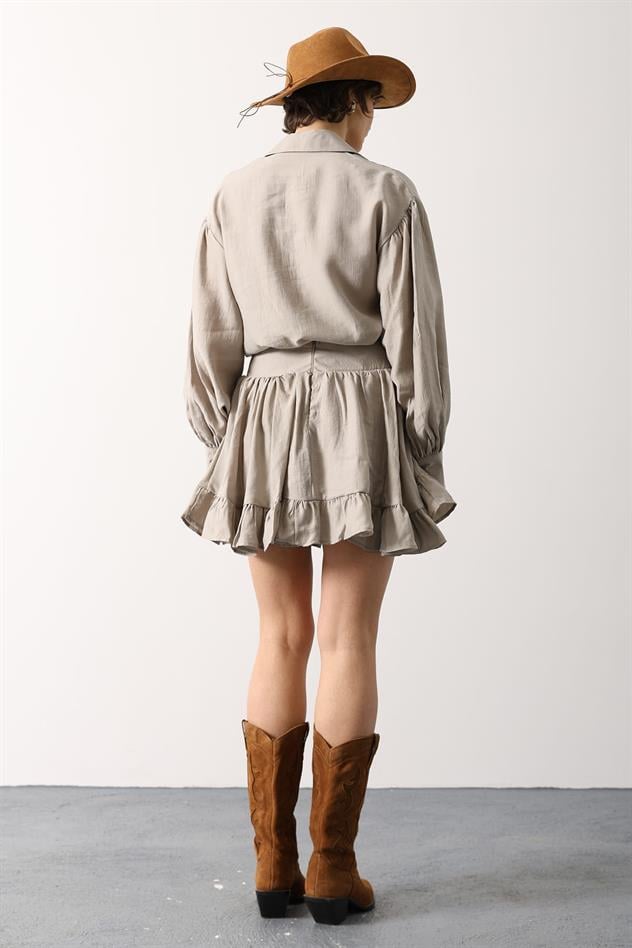 KORSE BELLİ MİNİ ETEK - Taş