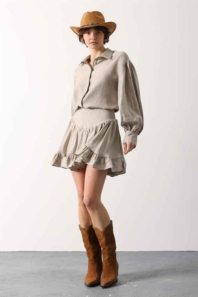 KORSE BELLİ MİNİ ETEK - Taş