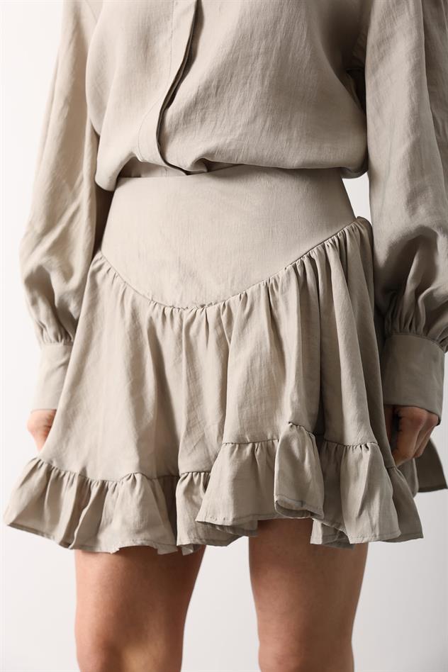 KORSE BELLİ MİNİ ETEK - Taş