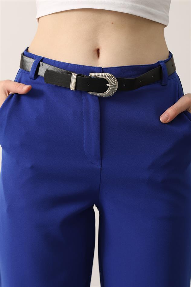 Kemerli Havuç Pantolon - Saks