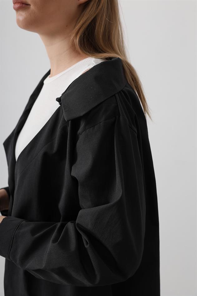 Atlet Detaylı Gömlek - Siyah