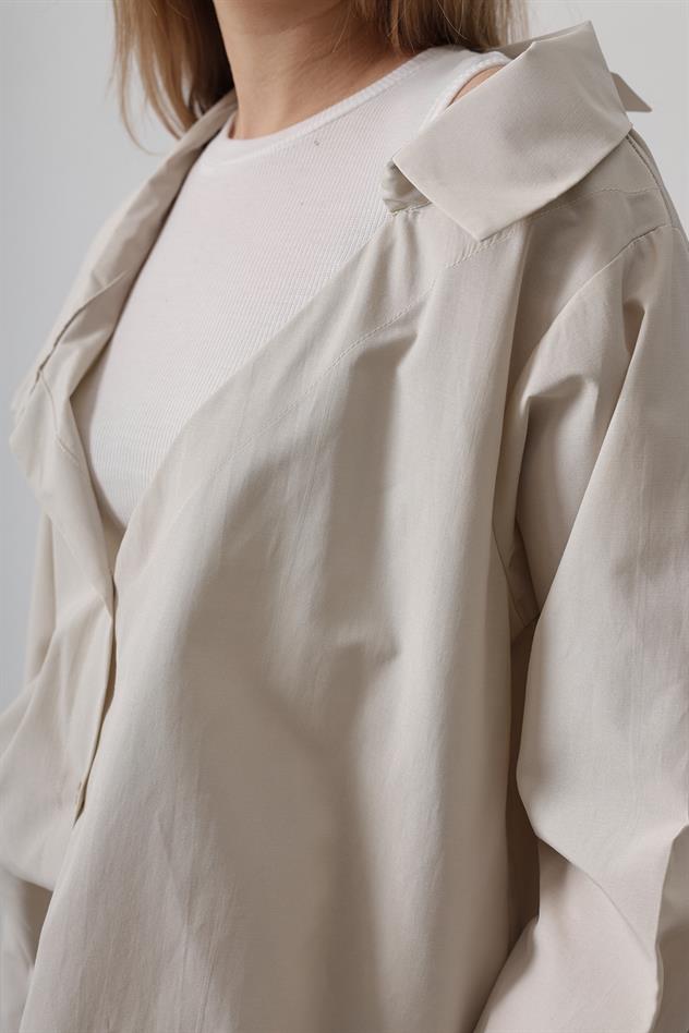 Atlet Detaylı Gömlek - Taş