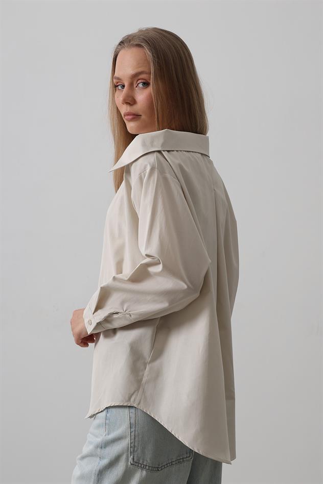 Atlet Detaylı Gömlek - Taş