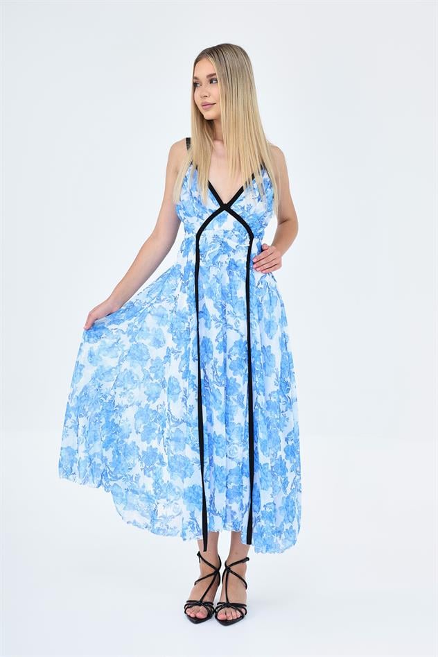 Biyeli Elbise - Mavi