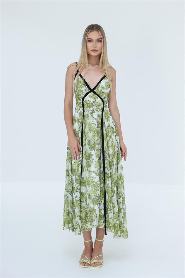 Biyeli Elbise - Yeşil