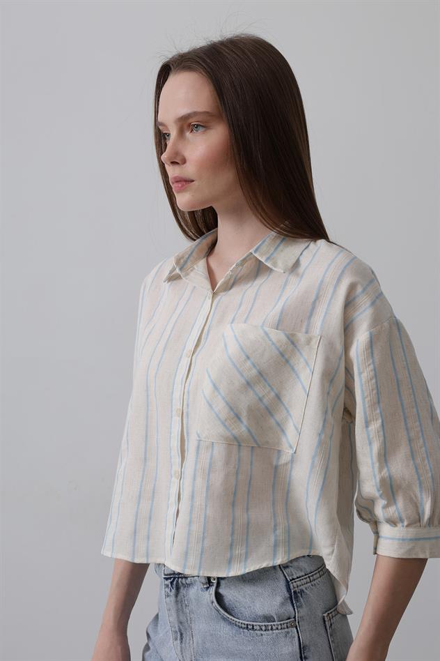 Gömlek - Bej Mavi