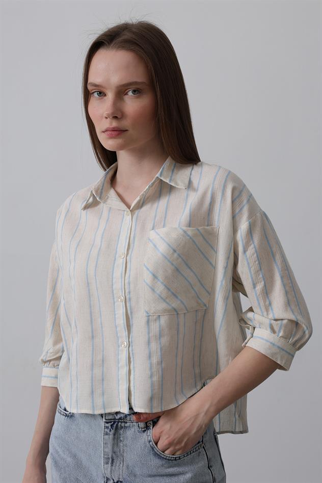 Gömlek - Bej Mavi