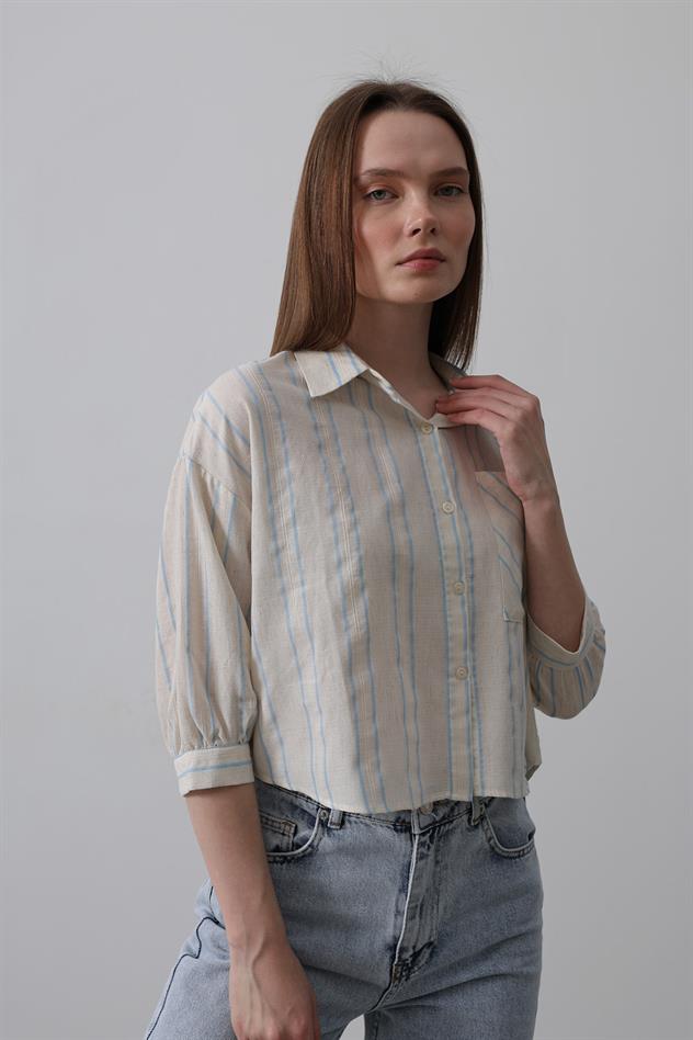 Gömlek - Bej Mavi