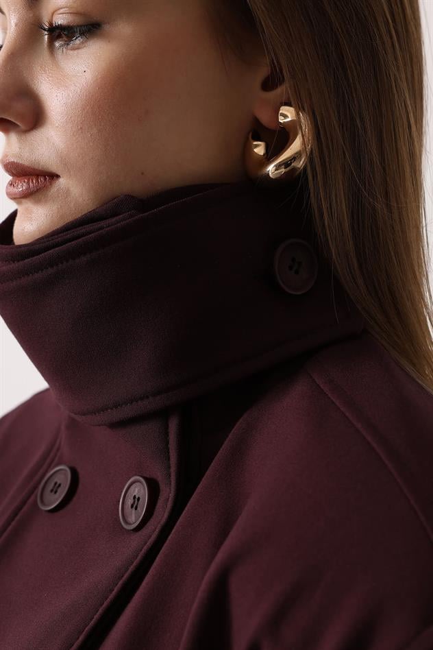 DÜĞMELİ KISA CEKET - Bordo