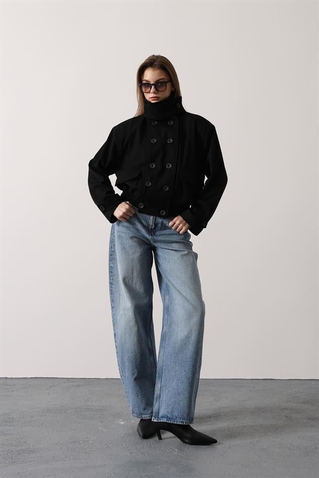 DÜĞMELİ KISA CEKET - Siyah