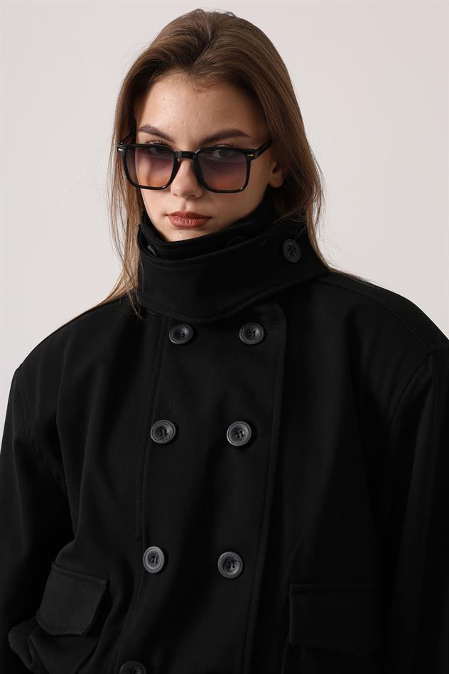 DÜĞMELİ KISA CEKET - Siyah