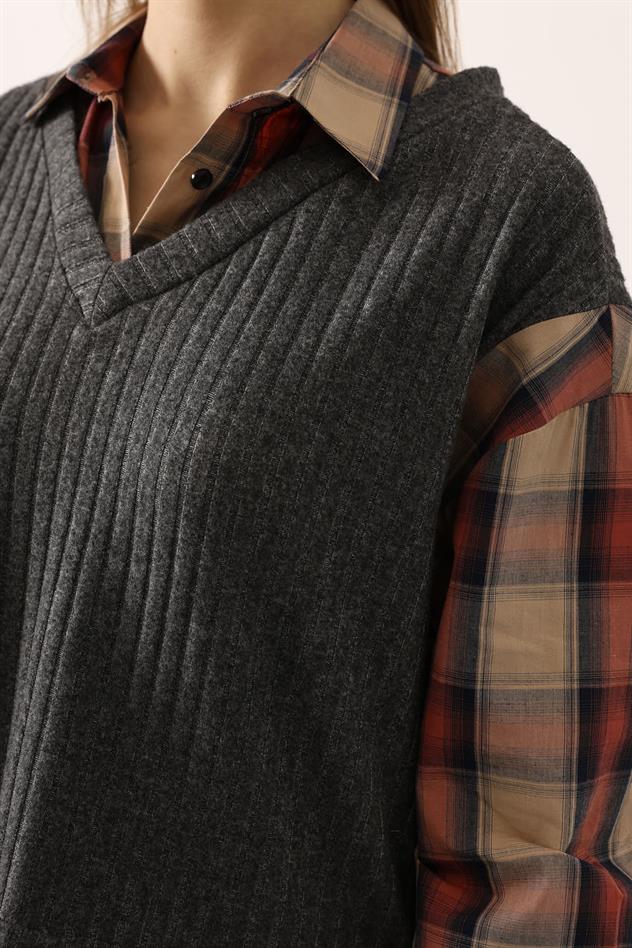 EKOSELİ GÖMLEK DETAYLI TAKIM - Antrasit