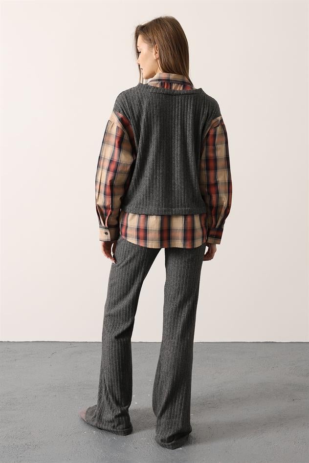 EKOSELİ GÖMLEK DETAYLI TAKIM - Antrasit