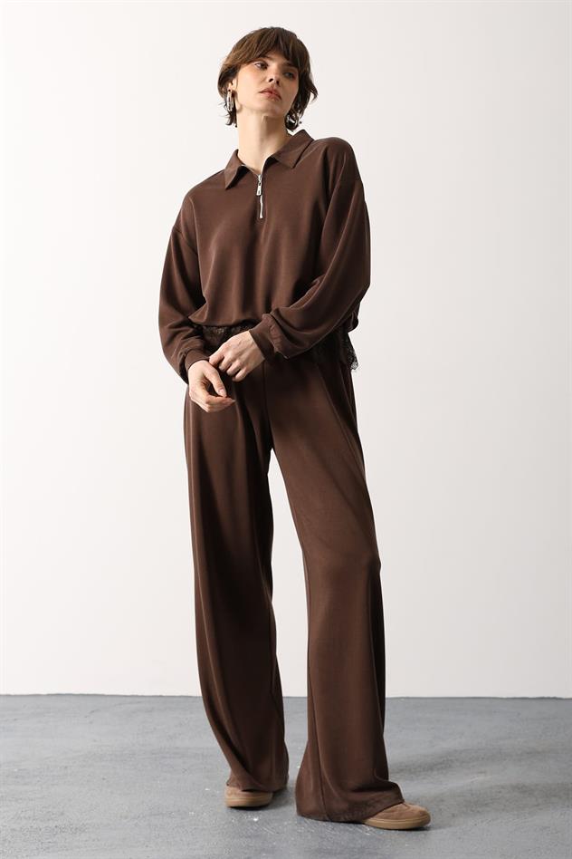 FERMUAR DETAYLI TAKIM - Kahve