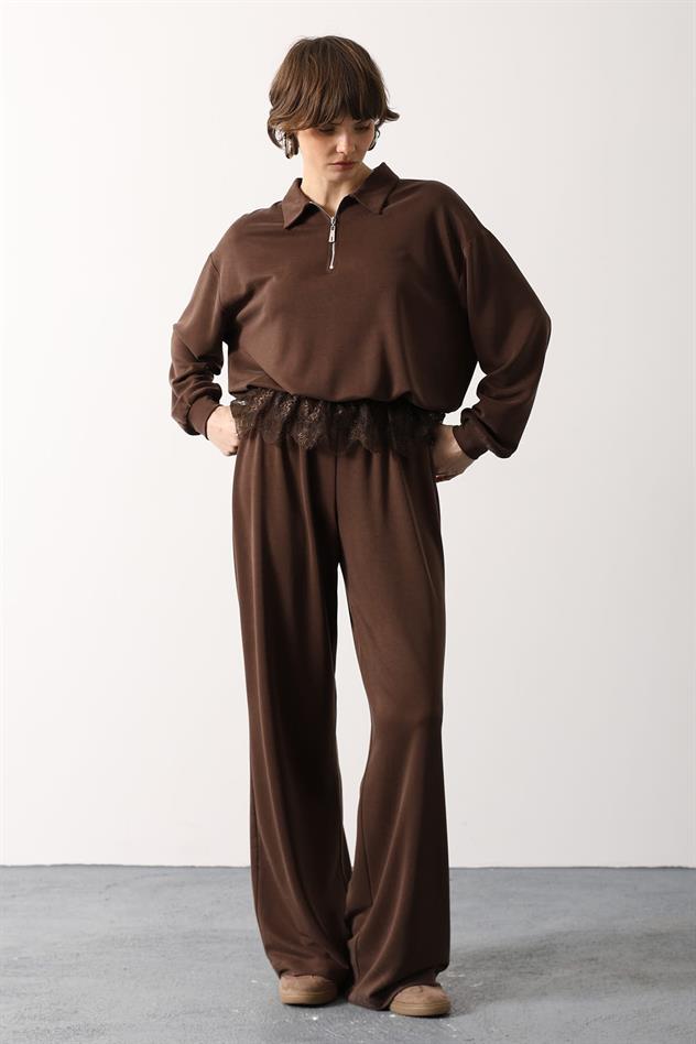 FERMUAR DETAYLI TAKIM - Kahve