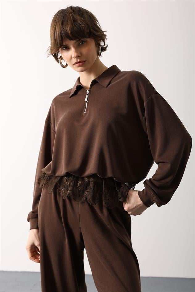 FERMUAR DETAYLI TAKIM - Kahve