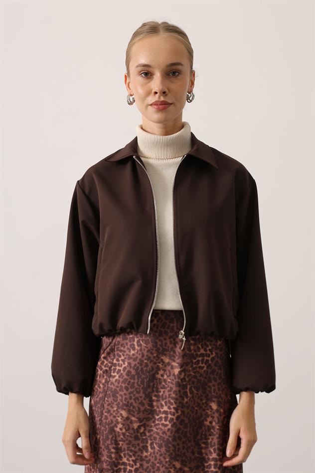 FERMUARLI BOMBER CEKET - Kahve