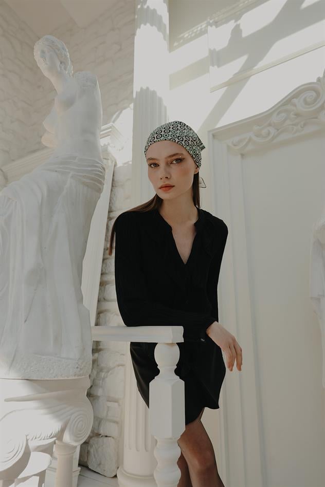 Fırfır Transparan Gömlek - Siyah