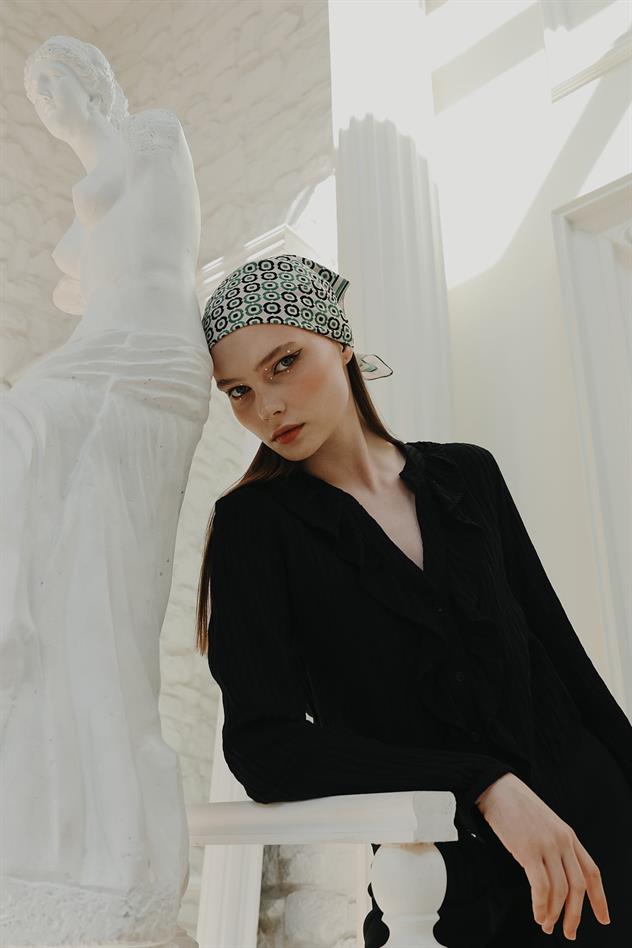 Fırfır Transparan Gömlek - Siyah