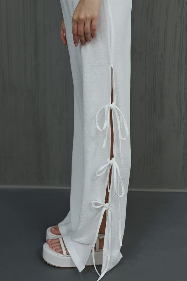 Fiyonklu Bluz Takım - Beyaz