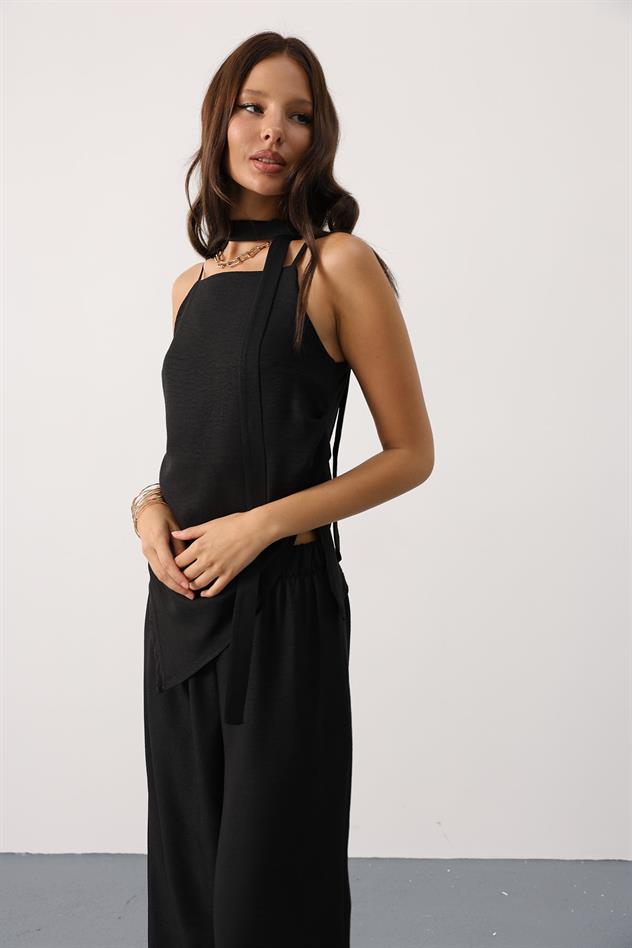 fular detaylı takım - Siyah