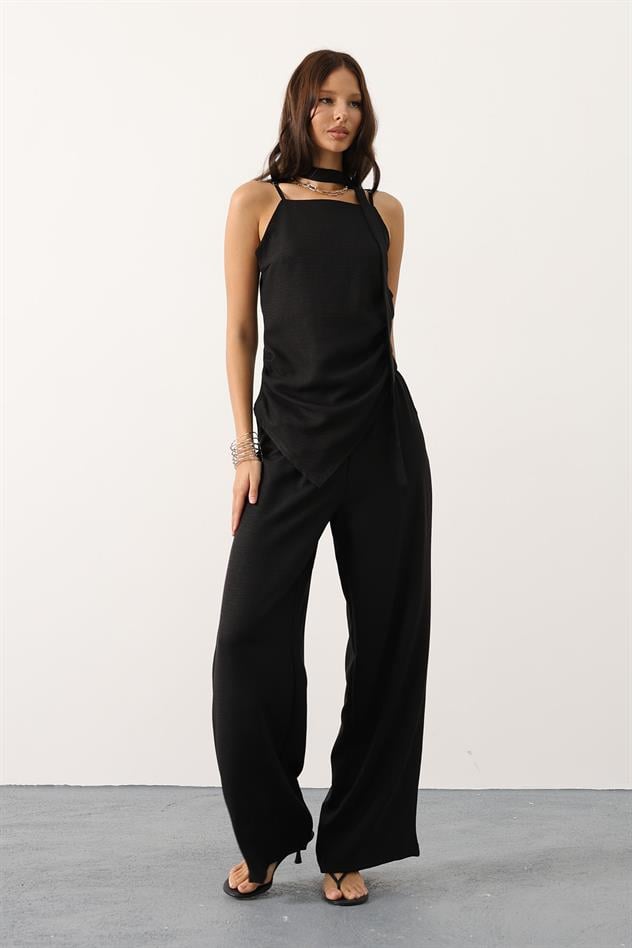 fular detaylı takım - Siyah