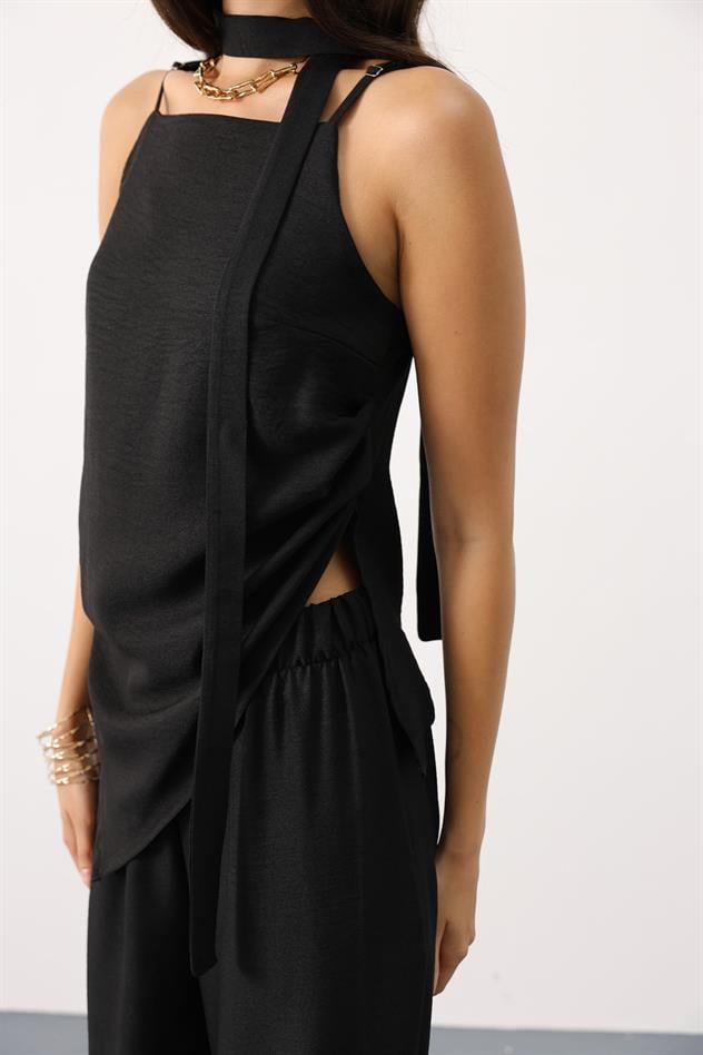 fular detaylı takım - Siyah