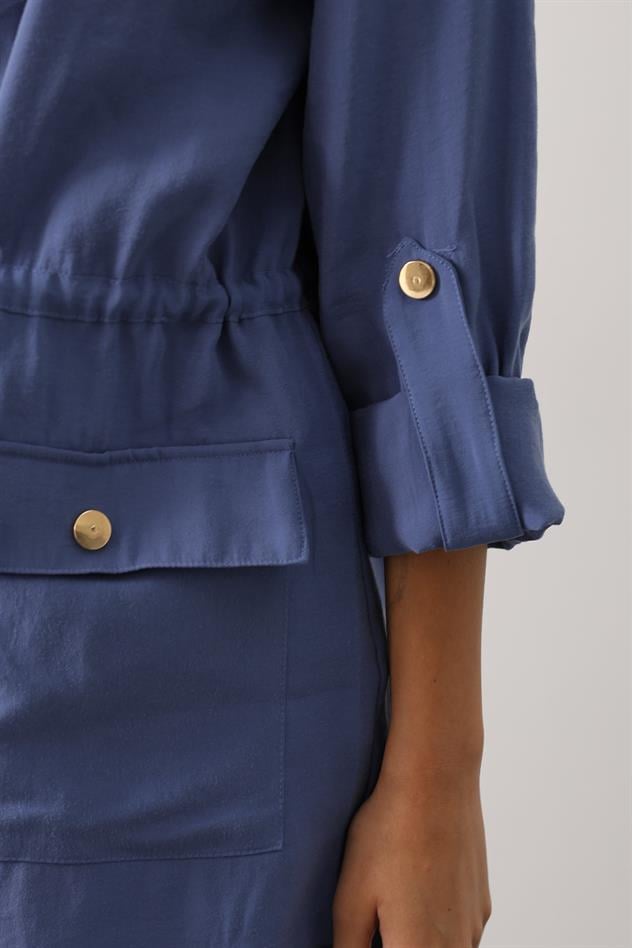 GOLD DÜĞME DETAYLI TAKIM - İndigo