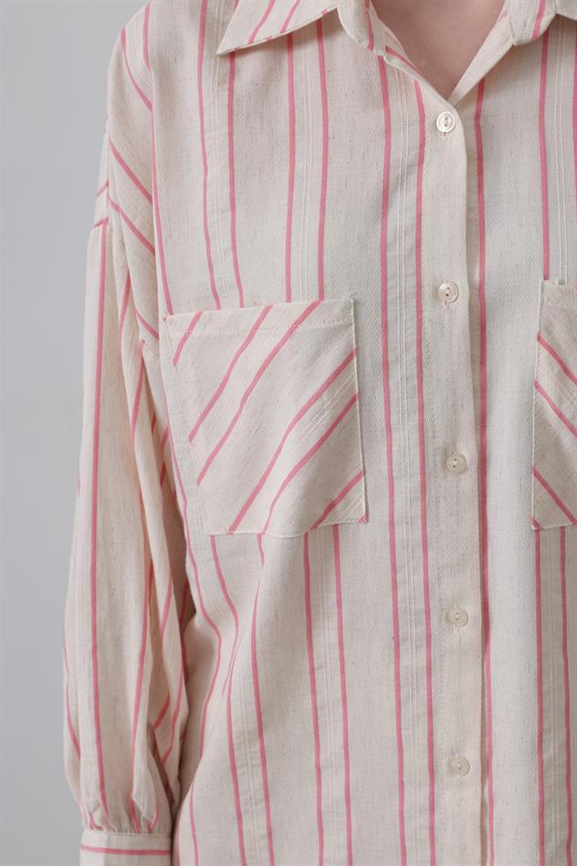 Gömlek - Bej Pembe