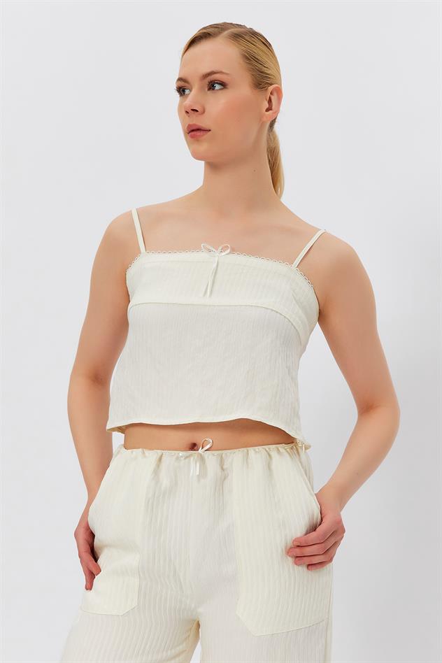 String Strap Blouse Ecru