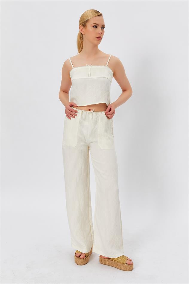 String Strap Blouse Ecru