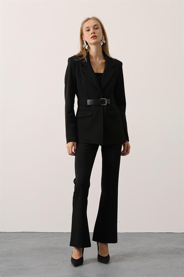 KEMERLİ BLAZER CEKET - Siyah