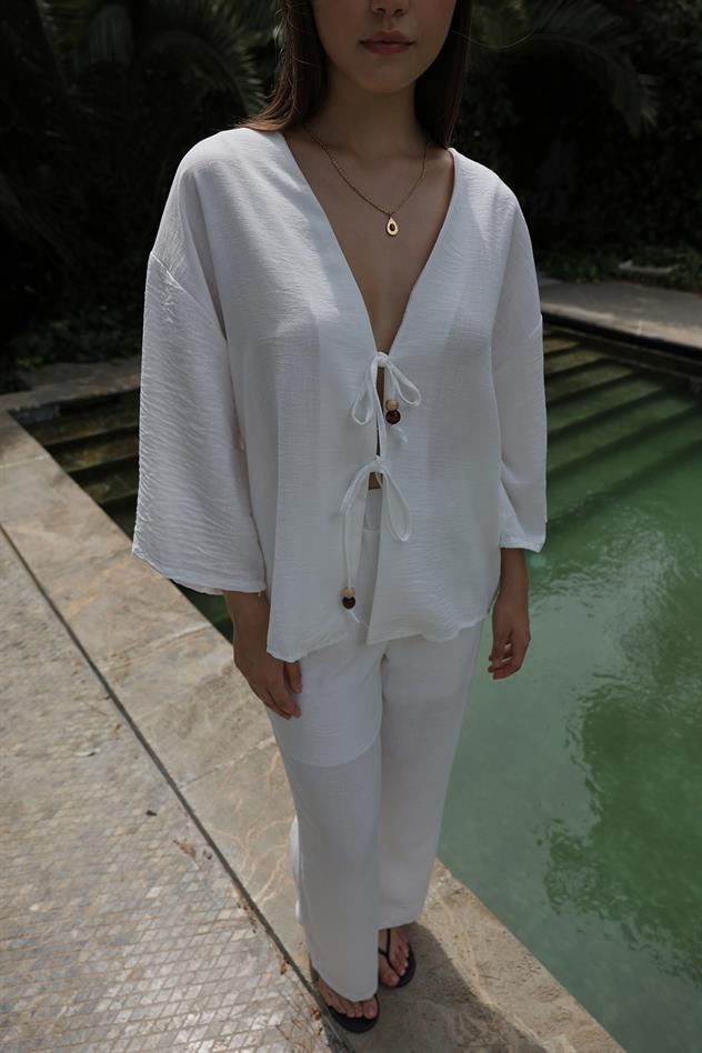 Keten Takım - Beyaz