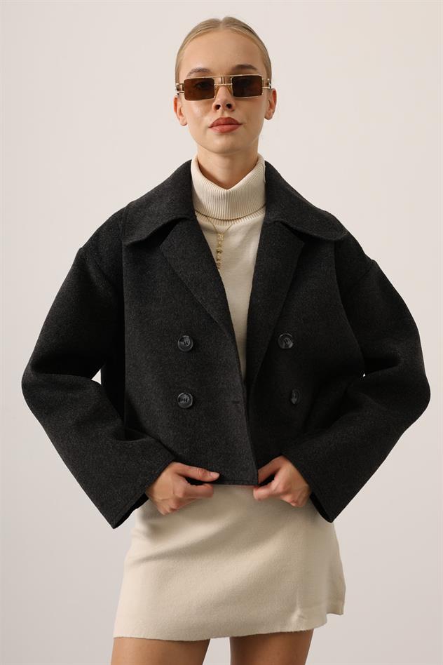 KISA KAŞE OVERSİZE CEKET - Antrasit