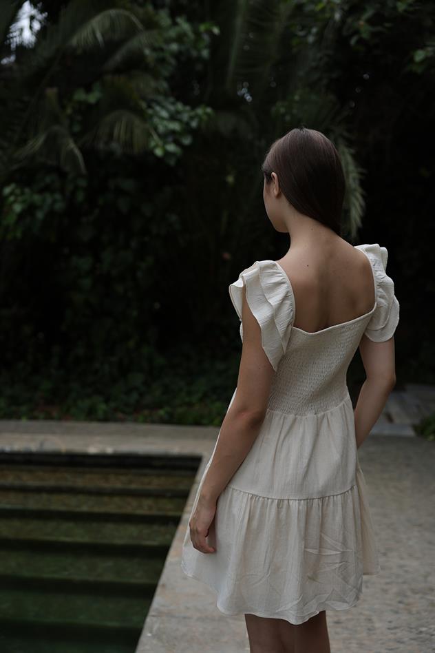 Short Kopanaki Detailed Dress Ecru