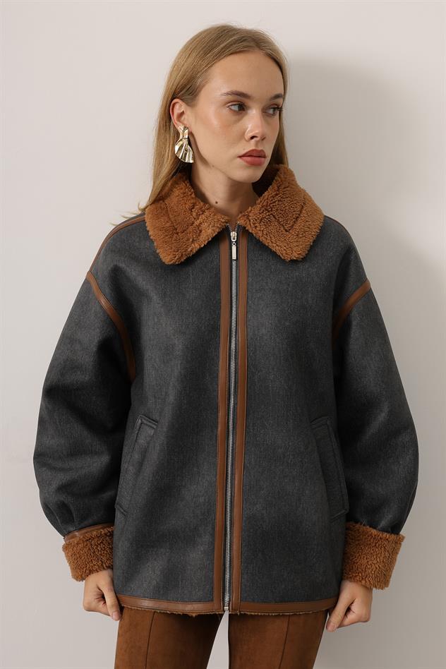 KONTRAS BİKER CEKET - Lacivert