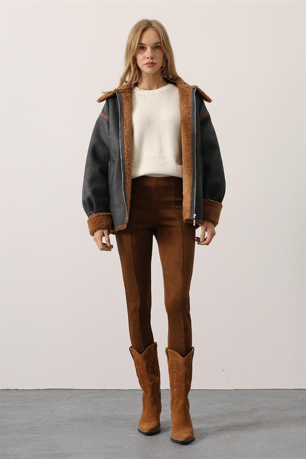 KONTRAS BİKER CEKET - Lacivert