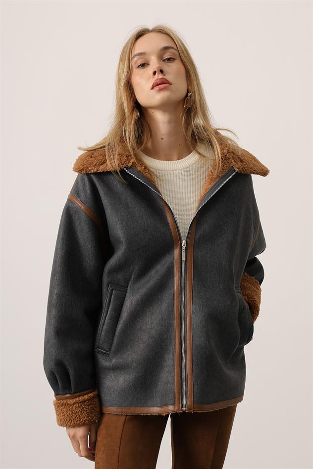 KONTRAS BİKER CEKET - Lacivert